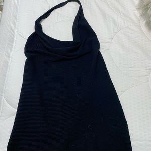 Black cow neck backless tank